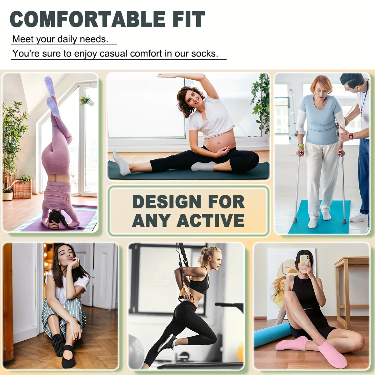 2 Pairs Set 5 Colors Pilates Socks with Grips for Women, Open Top Yoga Socks, Non Slip Grippy Athletic Socks for Workout, Barre, Dance - Breathable Pilates and Ballet Dance Grip Socks