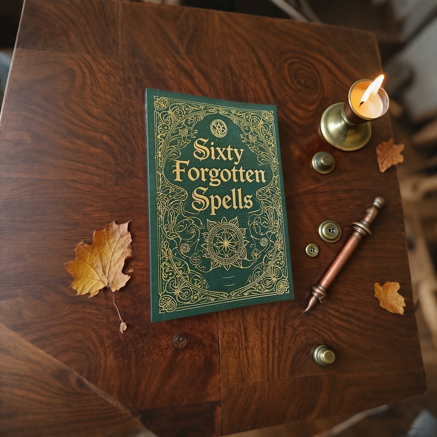 NEW 60 Pages Forgotten Spells Clipbook, Paper Album for Party Games and Activities, Witch Spell Book, Magical Prop, Novelty Magic Toy, Tabletop Games, Olive Green, Rectangle Shape