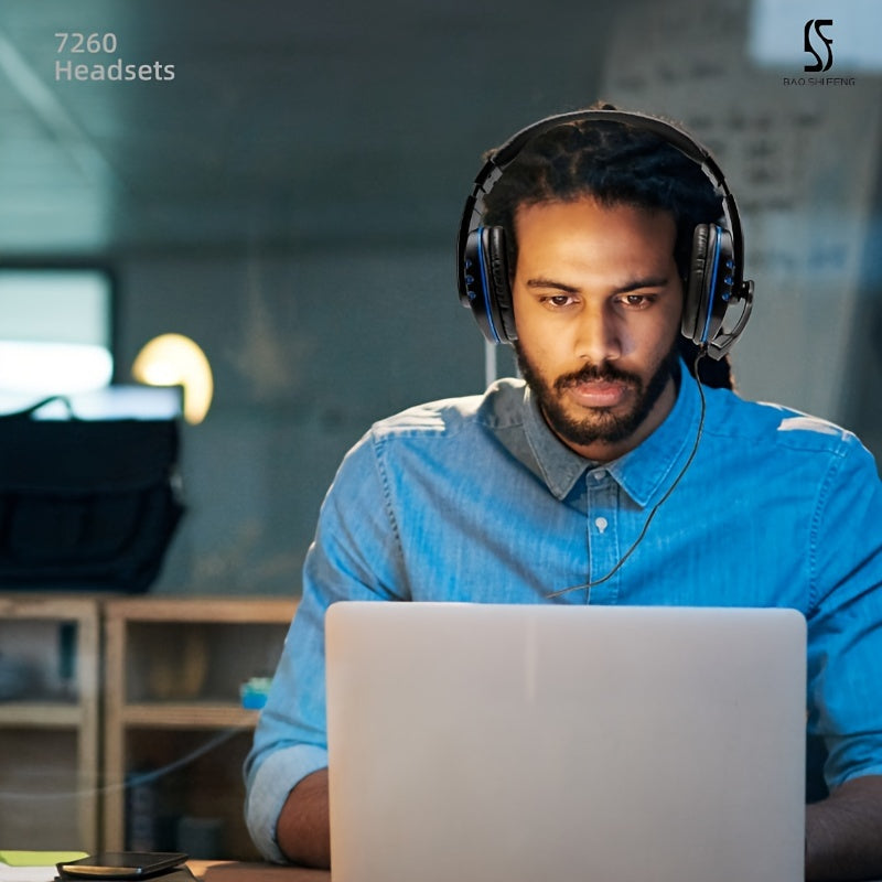 Wired Over-Ear Headset with Microphone for Work Meetings, Study Recording and Gaming Entertainment - Compatible: PS4/PS5/Xbox One/SWITCH / Mobile Phones & PC Tablets etc., comfortable to wear clear call, Lightweight Headphone