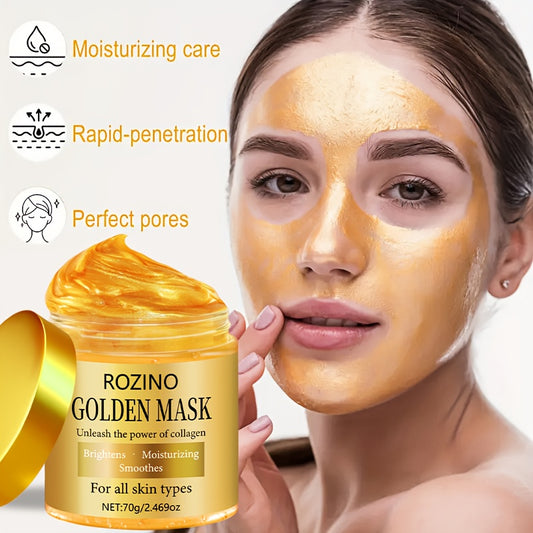Golden Collagen Off Face Mask-Instant Facial Lift Mask Overnight, Moisturize Firm, More Radiant. Look Reduced Black Spot Discoloration Appearance and Wrinkles Appear, Improved Skin Redness, Dull, Loose and Large Pores Signs.