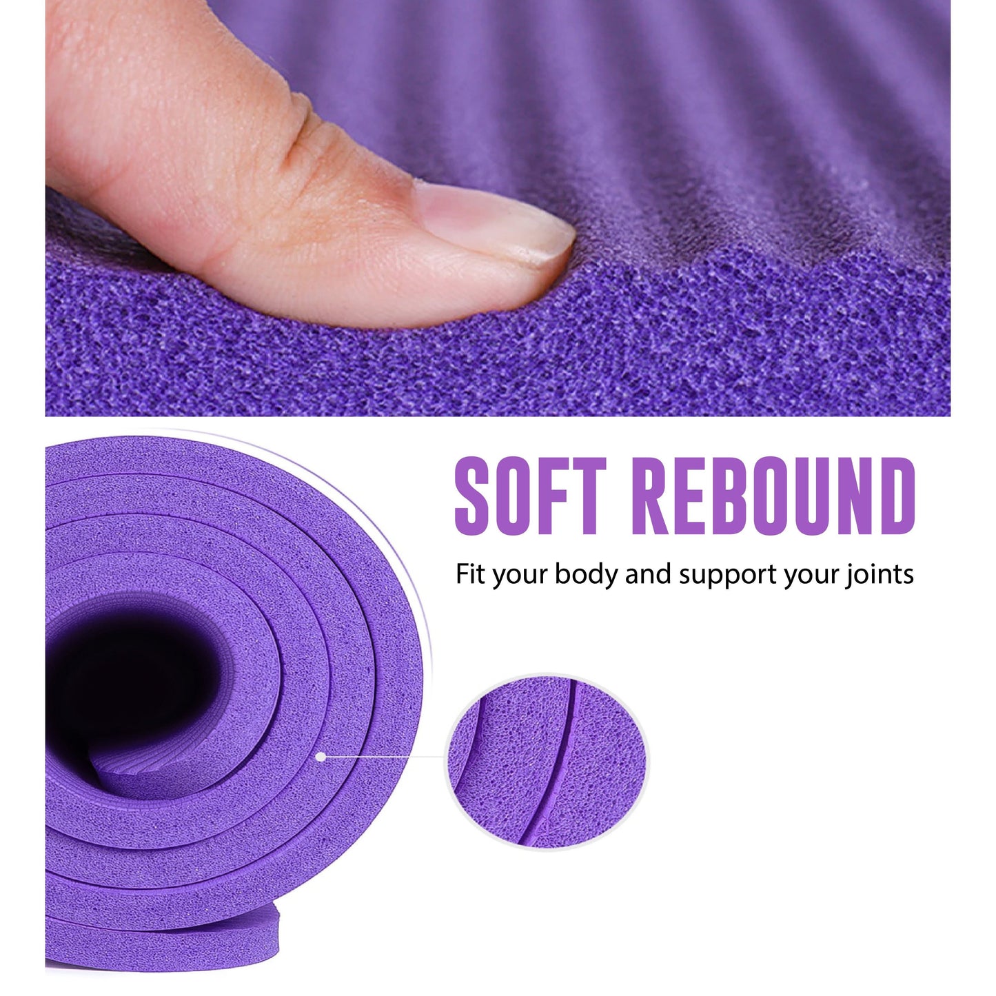 2 PCS Set Yoga Mat Unisex Non-Slip Thick Foam Fitness Exercise Mat (10mm) Comes with Carrying Strap Lightweight Home Gym Workout Equipment for Yoga, Pilates, Stretching, Gymnastics Training & Camping (Pack of 2)