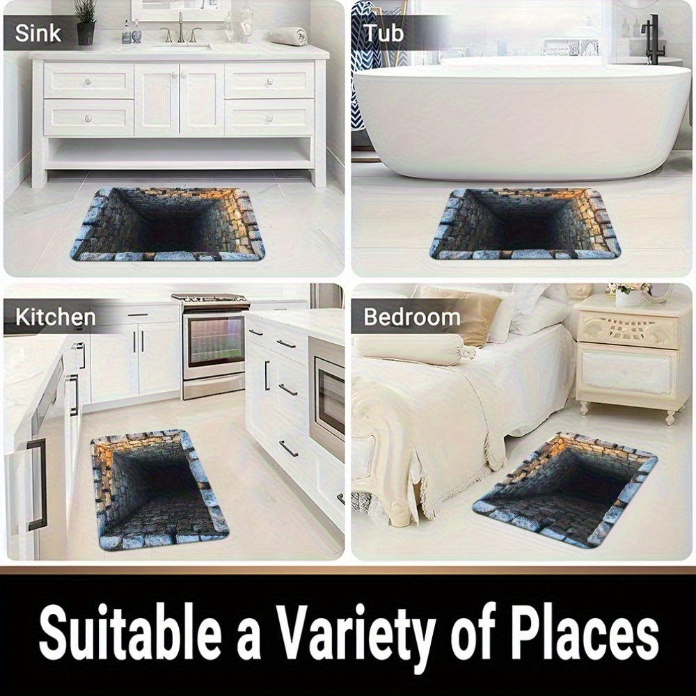 NEW Fantasy Style, Black Hole Stone Cellar, High Definition Printed Door Mat, Non-Slip Bathroom Floor Mats, Microfiber Absorbent Machine Washable Polyester Rug for Bedroom, Living Room Entry Carpet, Camping Picnic Mats, Yoga