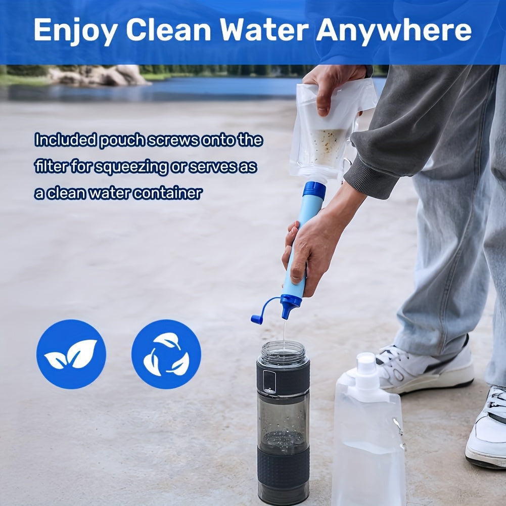 7 in 1 Set Emergency Survival Portable Water Filtration Cleanser Straws for Emergency Situations, a Set Designed for Outdoor Activities Mountain Trip Kayak Camping, Hiking, Traveling, And Biking Health Care Supplies