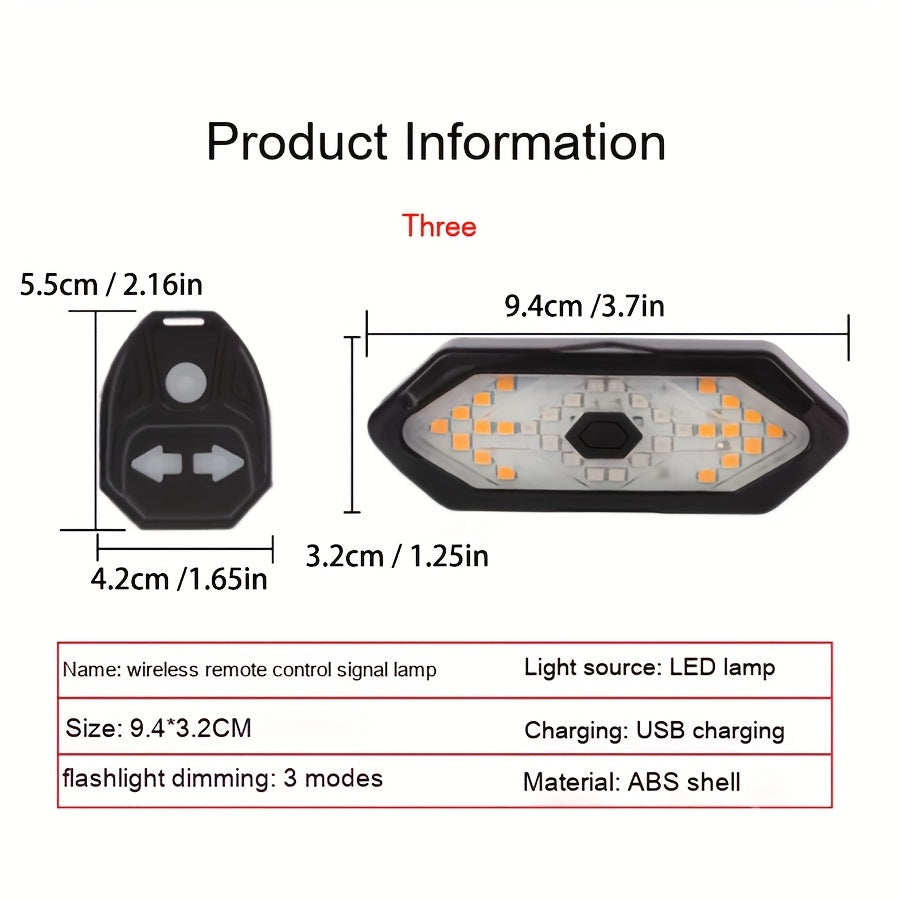 USB Rechargeable LED Bike Tail Light with Left & Right Turn Signals - 5 Modes, Remote Control, Safety Alert Speaker, Red/Yellow Light Beads, ABS+PC Material, Compact Design for Night Riding, Bike Light