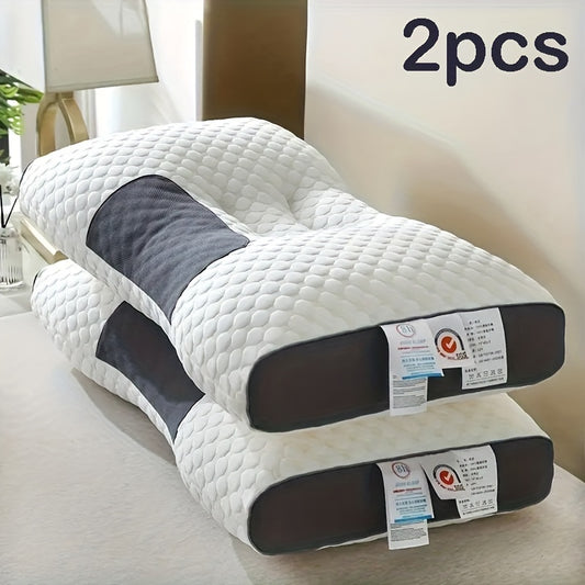 2PCS Set Neck Pillow, Suitable for Soft Sleep, Adjustable Ergonomic Contour Support Pillow, High-Quality Pillow Core, Detachable Pillowcase