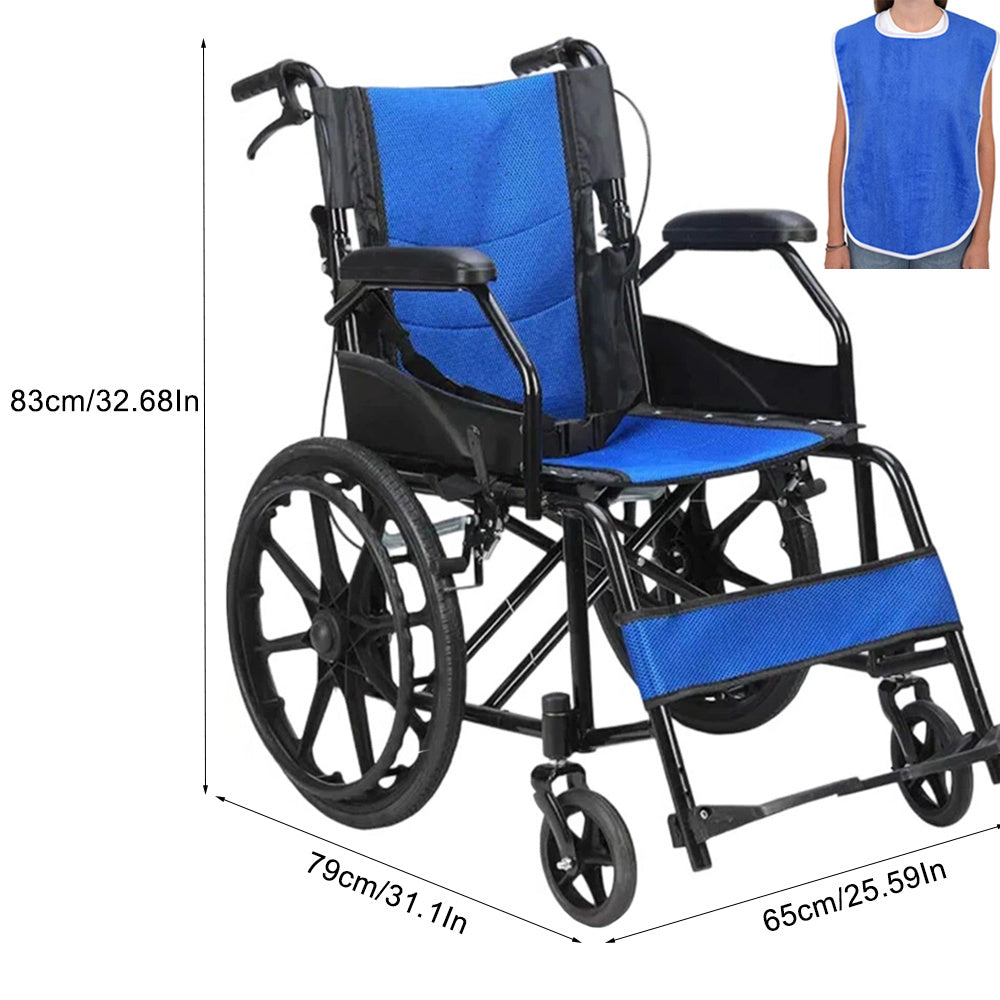 Self Propelled Wheelchair Half Folding Back, Seatbelt for Safety, Fully Foldable for Transport with Strong Steel Frame Mobility Aid Accessories Health Care Supplies