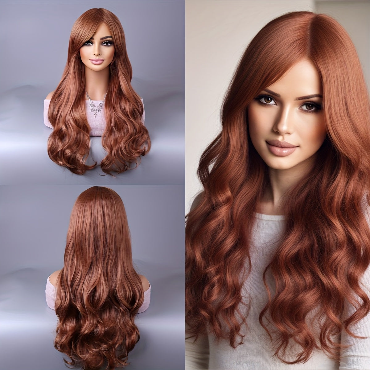 26-Inch Fluffy Wavy Hair with a Light Yellow Fringe, Suitable for Both Daily Commuting And Cosplay Styles Women Hair Care Supplies