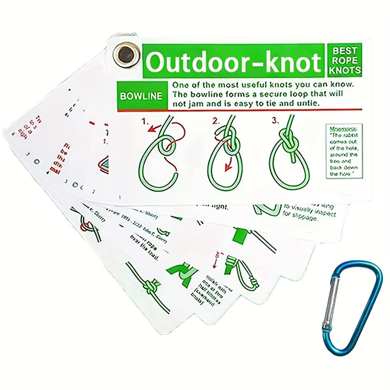 NEW Outdoor Knots Reference Guide - Includes 23 Various Rope Knots, with Mini Storage Clip, Perfect for Wilderness Bushcraft Sports Survival Kit, Kayak Boating, Camping, And Sport Emergencies