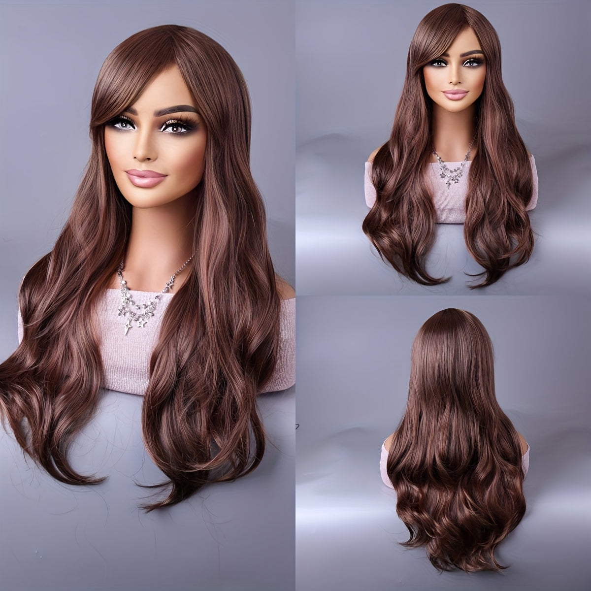 26-Inch Fluffy Wavy Hair with a Light Yellow Fringe, Suitable for Both Daily Commuting And Cosplay Styles Women Hair Care Supplies