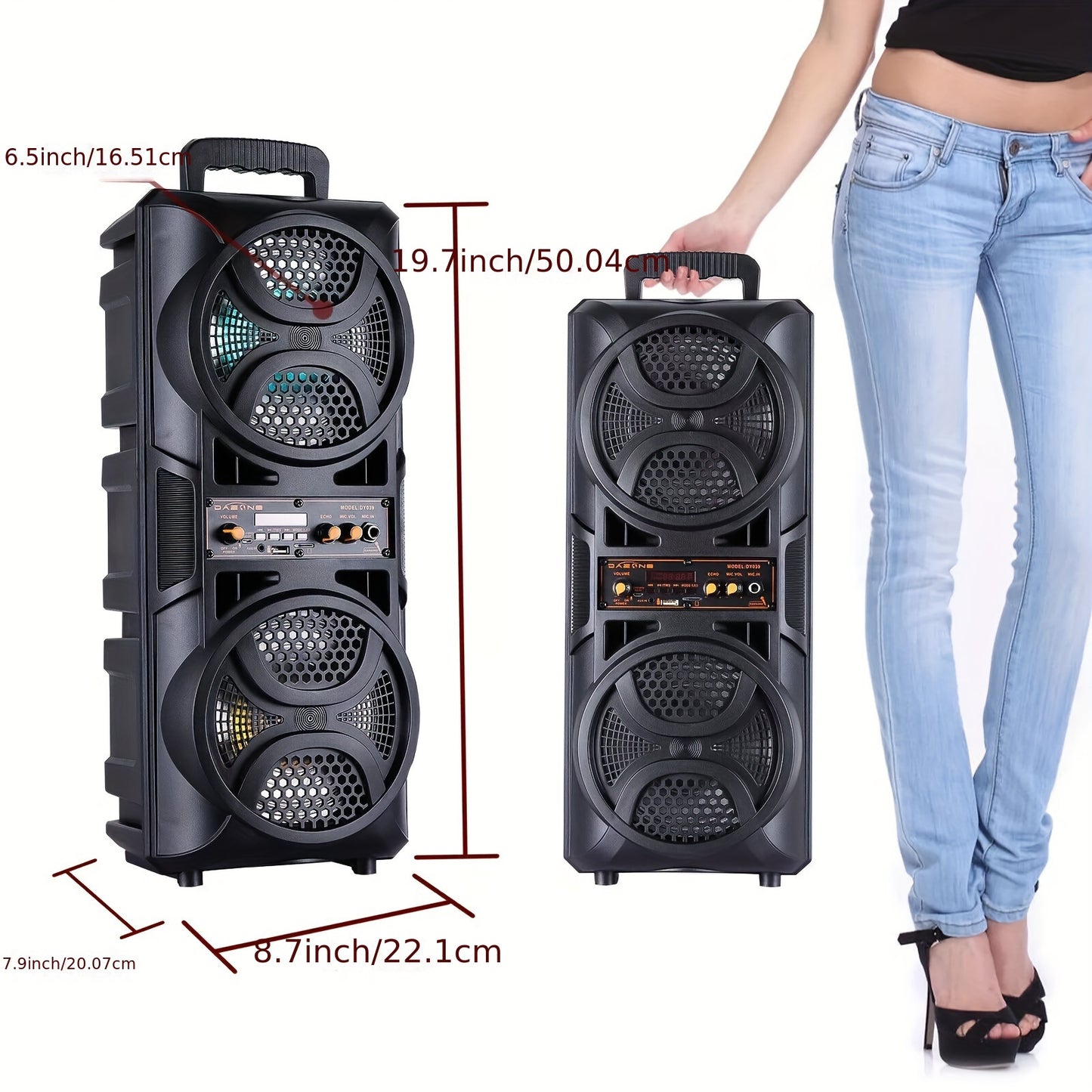 3000W Dual 16.51cm Portable Wireless PA Wireless Speaker  With Subwoofer, Loud Sound Powerful, Speaker Sound System, Karaoke Speaker System With Microphone, Remote Control, MP3/USB/SD, LED Battery Indicator Lights, High