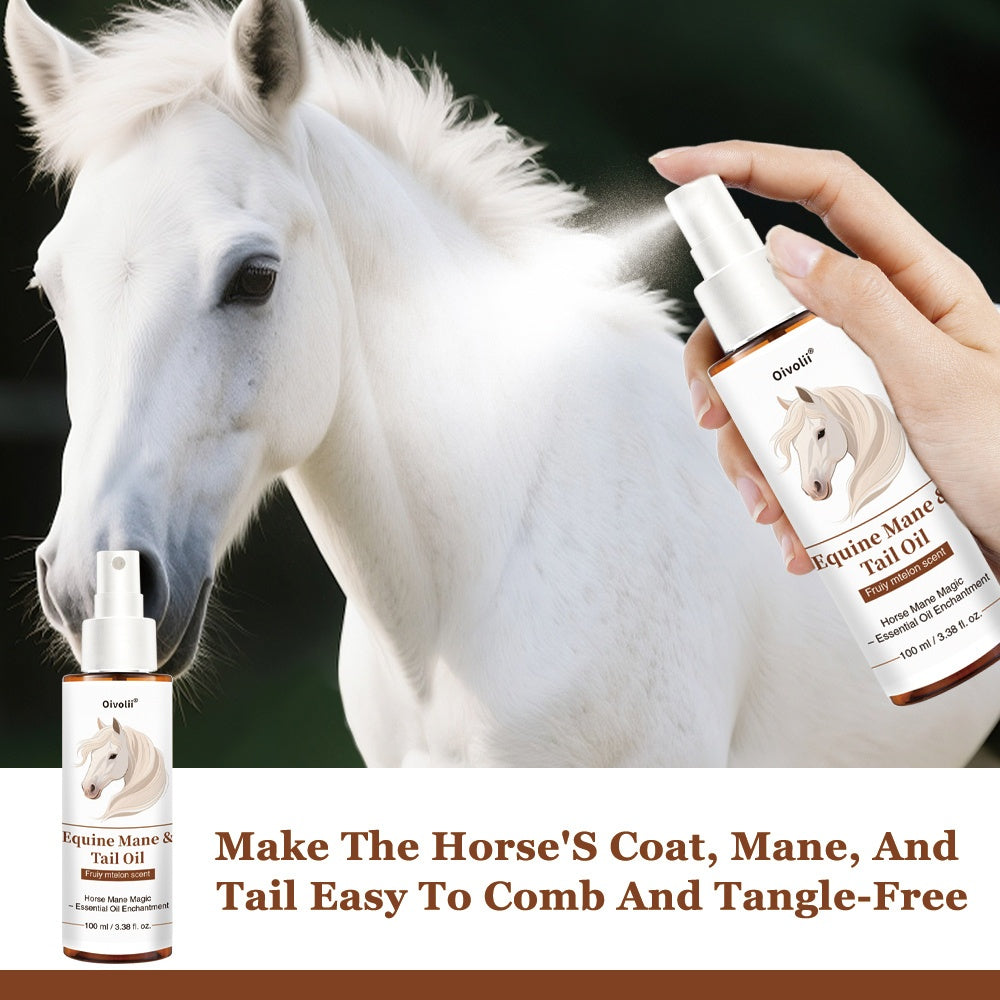 Equine Grooming 100ml Oil, Shiny Essential Oil for Horse Hair, Plant Ingredients, Cares for Hair, Makes Small Ponytail Shine While Running, Suitable for Different Horses, Easy to Carry on the Go, Fits All Sizes