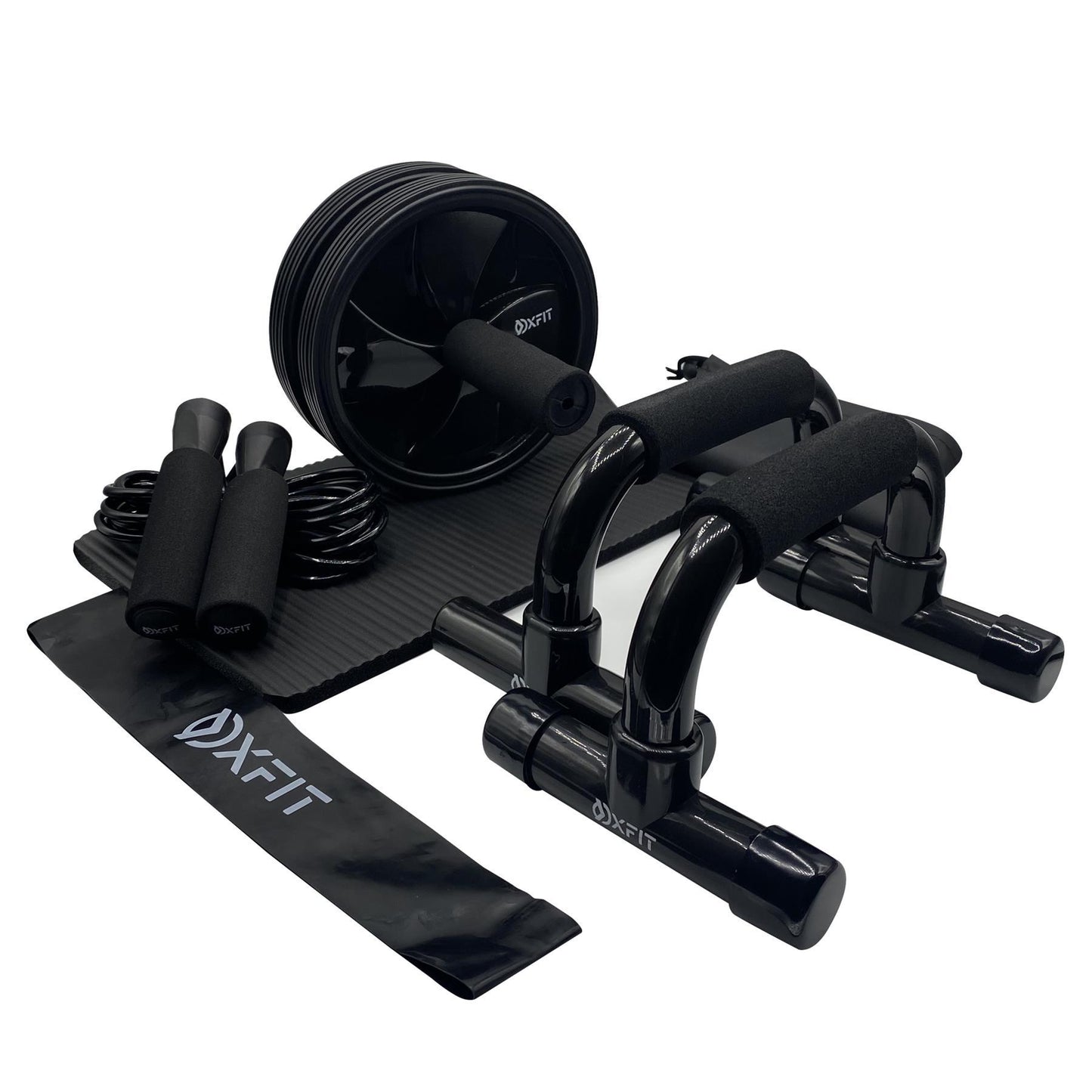 4 in1 Home Gym Kit Yoga AB Roller Wheel Push Up Bars Rope Bands Workout Set Women Men Home Gym Accessories