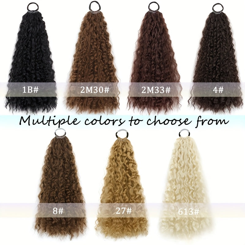 Women' Kinky Curly Long Ponytail Hair Extension - Volumizing Synthetic Fluffy Hairpiece with Elastic Band for Secure Fit, Volume & Curly Length for Parties, Weddings, Photo Shoots, Daily Use - Volume-Boosting Ponytail Add- fo