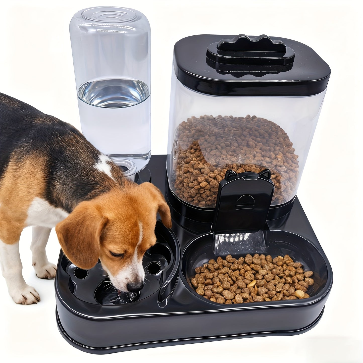 Automatic Water Dispenser for Cats & Dogs with Bowl - 0.98-9.99 L Multi-Capacity, Battery-Free/Plug-in, Easy to Clean & Moisture-Proof, Indoor/Outdoor Use, Durable Black Design with Clear Window & Ergonomic Handle