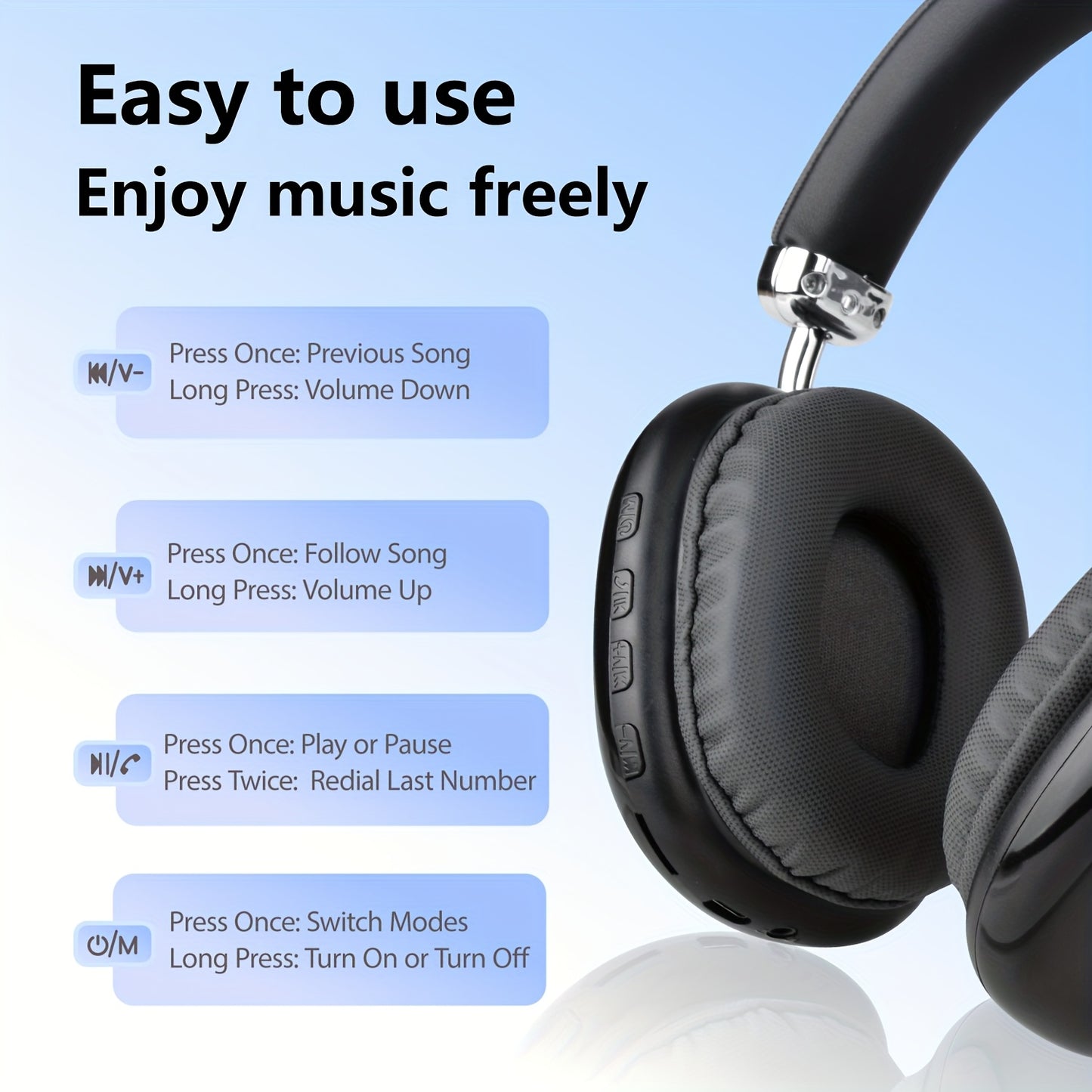 B40 Soft Headband Wireless HI-FI-Music Headphones TWS Earphones and Retractable & Foldable Headset with Mic, Wireless Gaming Earbuds Compatible with Mobile Phones PC Tablet and Game