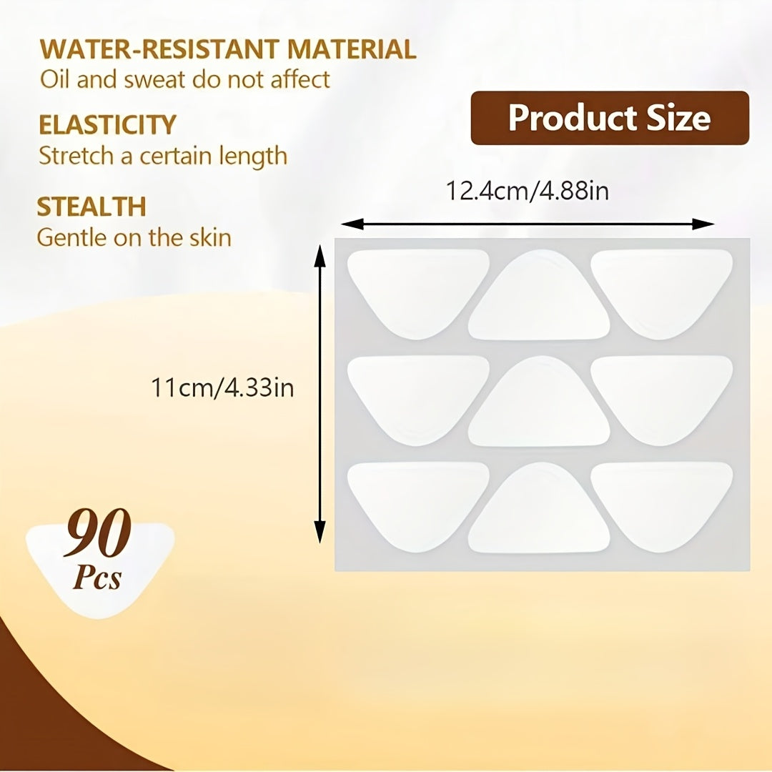 90 PCS Set of Facial And Forehead Wrinkle Patches - Small Patches for The Eyes, Mouth, And Forehead - Triangular Non- Facial Tape Ideal for Treating Frown Lines, Crow's Feet, And Fine Lines