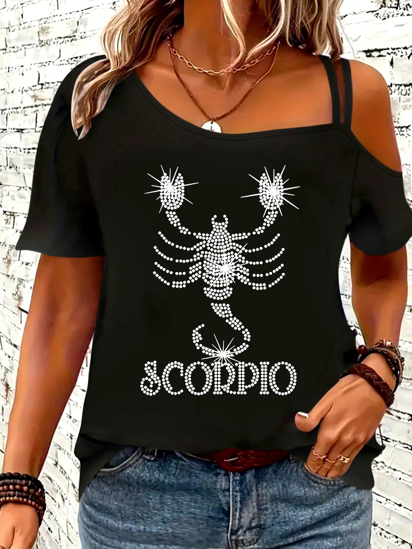For Big Girls XL-5XL UK (18-26) Plus Size Women's Scorpio Zodiac Pattern Fashion T-Shirt Elegant Party Stretchy Personality Cute Sport Irregular Tank Top Casual Summer Apparel Accessories