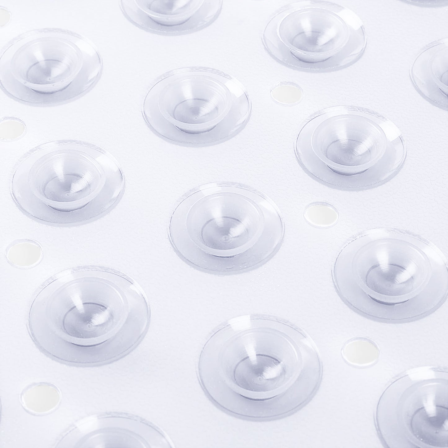 Large Shower Mat – Light Blue/Crystal/White Color Non-Slip, Strong Suction Cups & Drain Holes, Quick-Dry, Machine Washable, Durable & Comfortable for Bathtub and Bathroom Floor Use