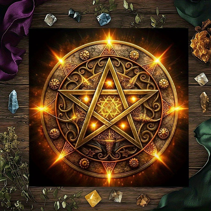 120 x 120cm Adults Mystic Five-Pointed Tarot Tablecloth/Altar Cloth Suitable for Divination, Tarot Readings, Magic & Party Decor - Occult Decorative Covering with Pattern, Fabric for Tarot Games & Events