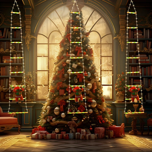 1 Set of New Waterproof LED Ladder Santa Claus Light String to Create a Christmas Atmosphere Christmas Decoration Light String USB Remote Control Decorative Light Rainbow LED Decorative Light 3m/1.7m Outdoor Courtyard Decorat