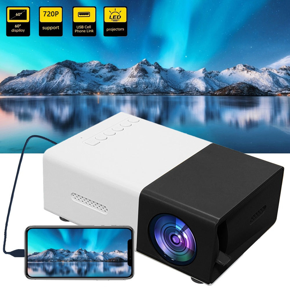 Portable Home Cinema Projector, Mini Projector Portable, Easy Setup for Indoor Office Events and Parties, Christmas Gift, Children's Gift, Birthday Gift, Compatible With USB/SD/AV/HD And Other Devices