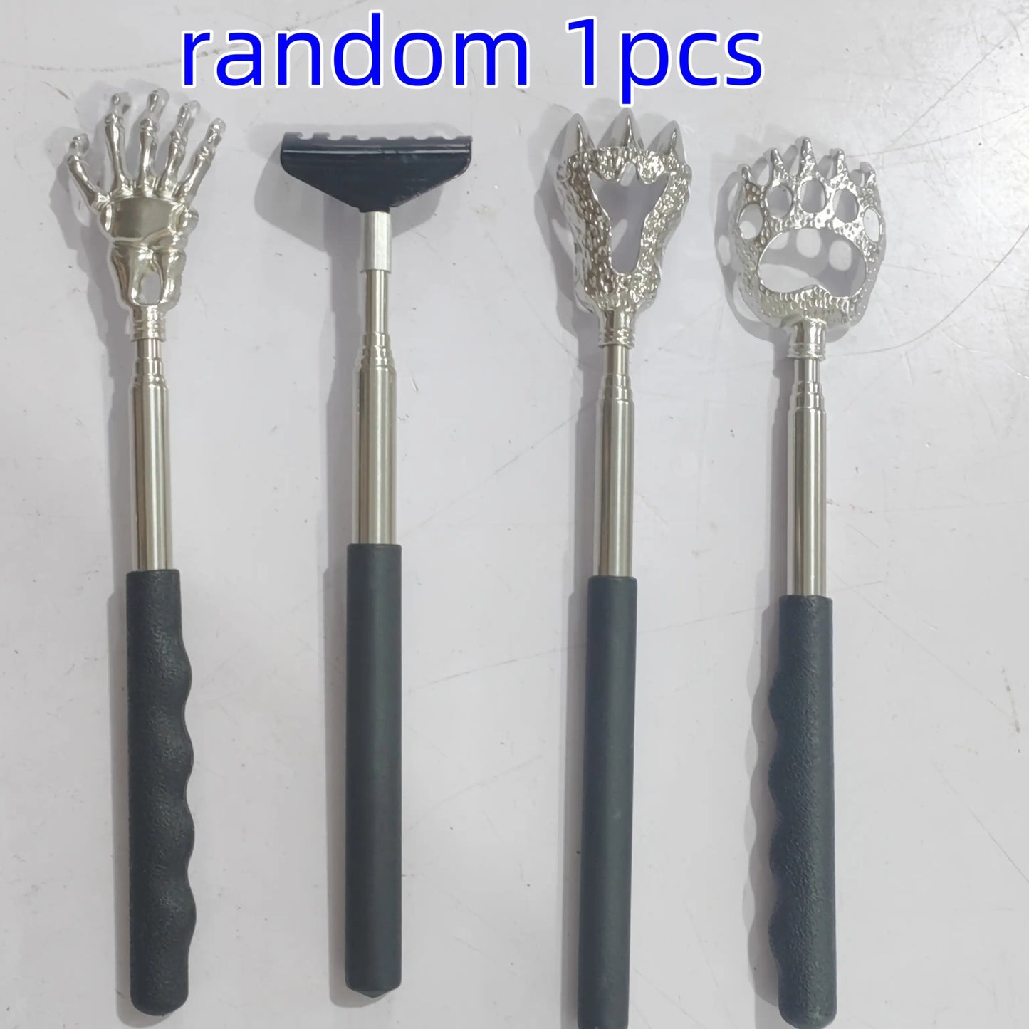 Random 1 of 4 Styles 304 Stainless Steel Telescopic Rod with Metal Scraper Head - Heavy-Duty Collapsible Multi-Style, Portable & Compact for Survival, Camping, DIY, Outdoor (Rod Length Adjusts) - Durable Scraper/Shovel/Pickax