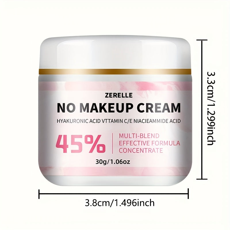 No Makeup Cream - 60gr Korean Hydrating Tinted Moisturizer with Avocado Oil, Glycerol & Vitamin E - Hypoallergenic, Natural Finish Cream for All Skin Types - Firming, Even Light Beige Bottle