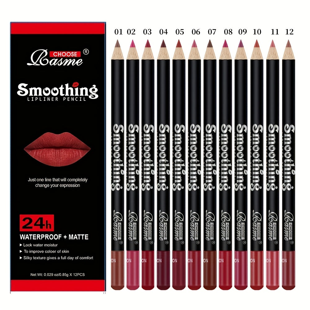 12 PCS Set Long-Lasting Lipstick Set, Lip Liner Pencil And Matte Lip Gloss For Women, Valentine's Day Gifts Mother's Day Gift Girls Cosmetic Accessories