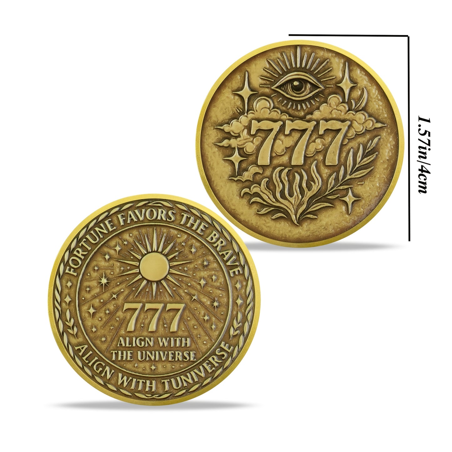 2D Omniscient Eye Lucky Coin | 777 Numerology Coin | Symbolizes Wealth Favoring Brave Souls | Aligns with Universe and Fate | Features Mysterious Symbols and Star Patterns | Exquisite Engraving | Ideal for Collectors or Gifti