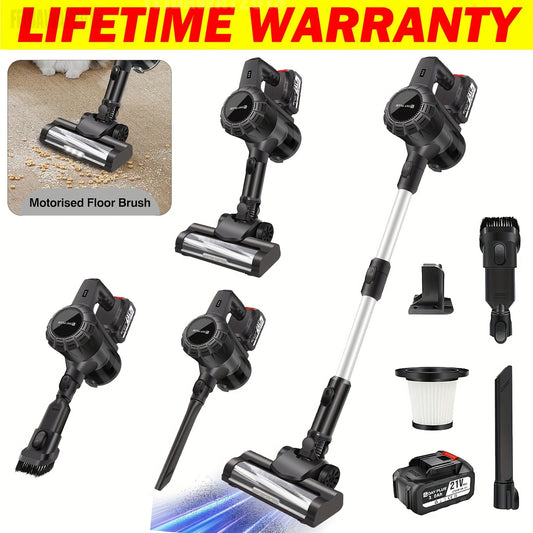 6in 1 Cordless Vacuum Cleaner 45KPA Cordless Stick Vacuum Battery LED Display Self-Standing Vacuum, Lightweight Vacuums Handheld Bagless Vacuum Cleaners for Pet Hair/Carpets/Floors Cleaning Cleaner