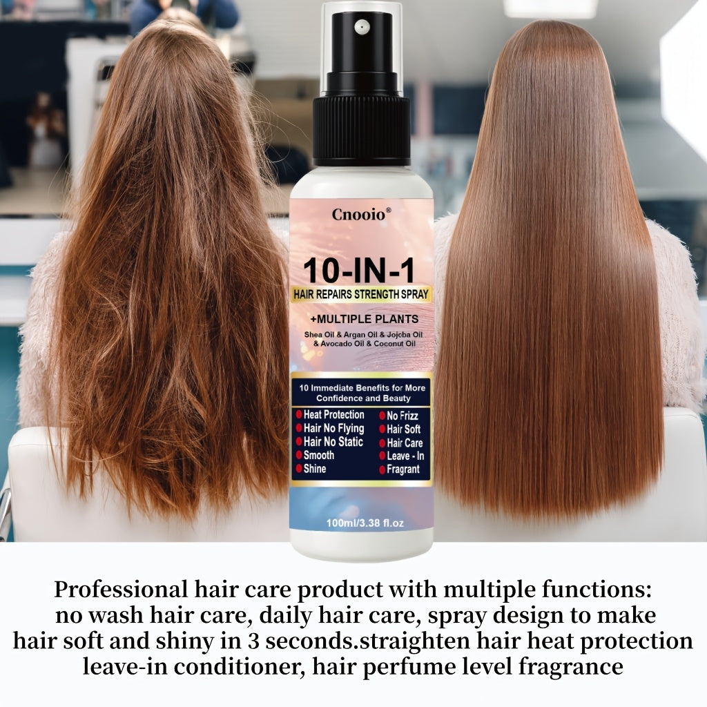 A Multi-Purpose Hair Care Spray Designed for Dry And Damaged Hair, Providing Heat Protection, Shine, And a Pleasant Fragrance While Eliminating Frizz And Softening Hair with The Help of Argan And Jojoba Oils, All in Five Seco