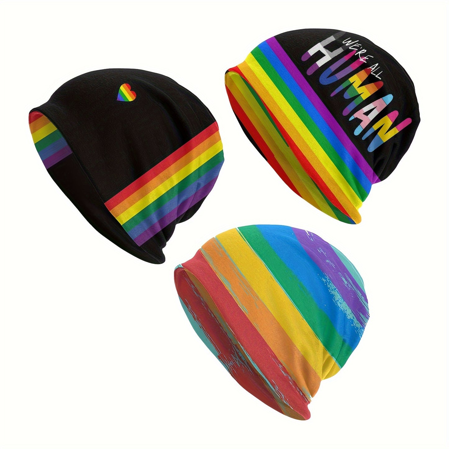 Rainbow Pride Women Men Skullies Beanies Hat, Outdoor Warm Hat For Sport Beach