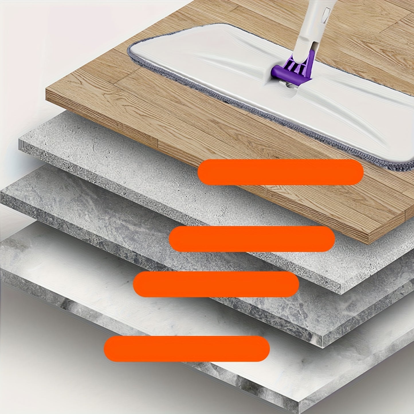 Household Mop + 4 Cloths with Spraying Function, including 4 replaceable cleaning cloths, with 360-degree flexible cleaning-suitable for living room, bedroom, kitchen and bathroom.