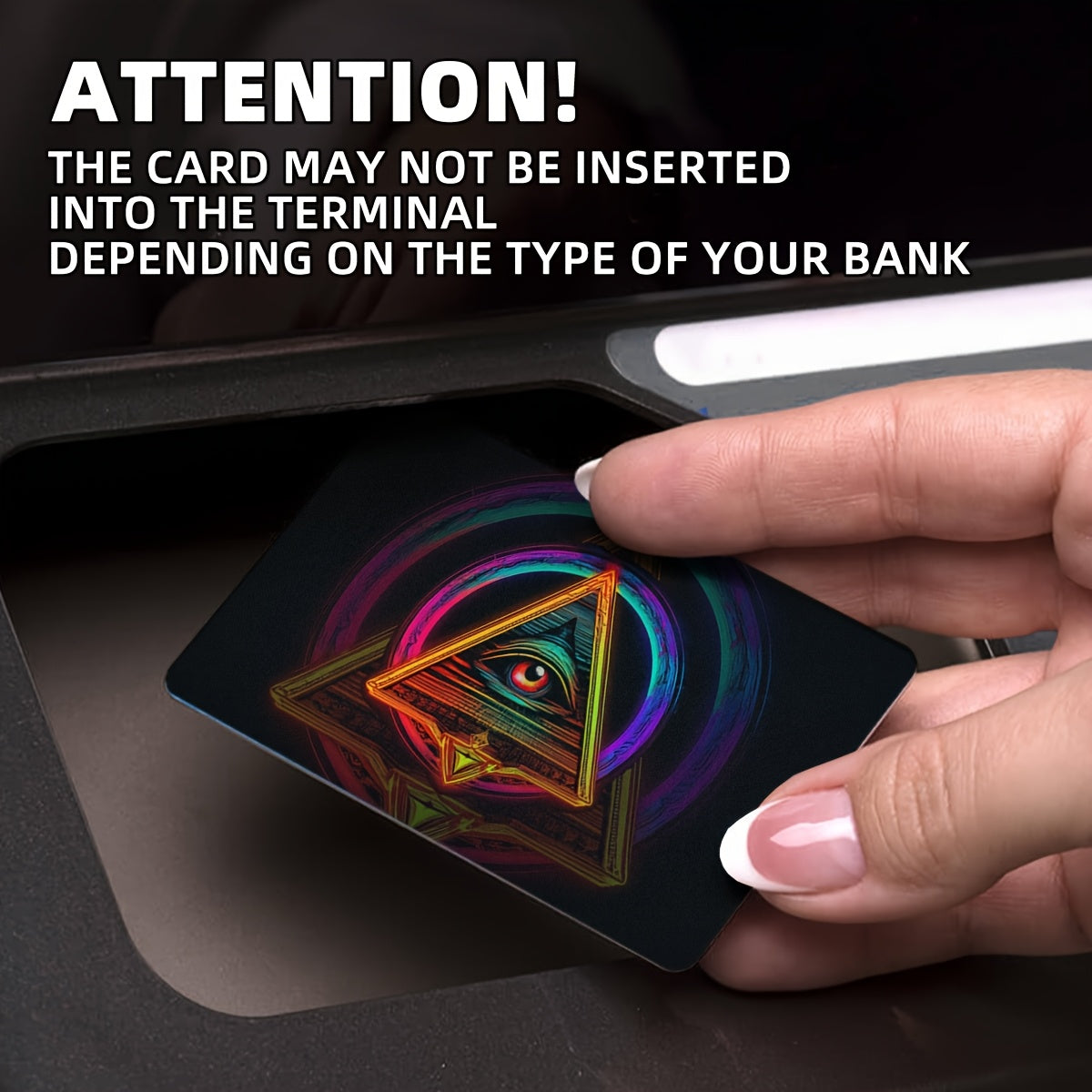 2 PCS Set Illuminati Bank Credit Card Light Beige Stickers, Suitable for Bank Cards - Laser Scratch-Resistant Protective Case with Mysterious Dark Angel's Eye Pattern, Suitable for Debit/Credit Cards (Set)
