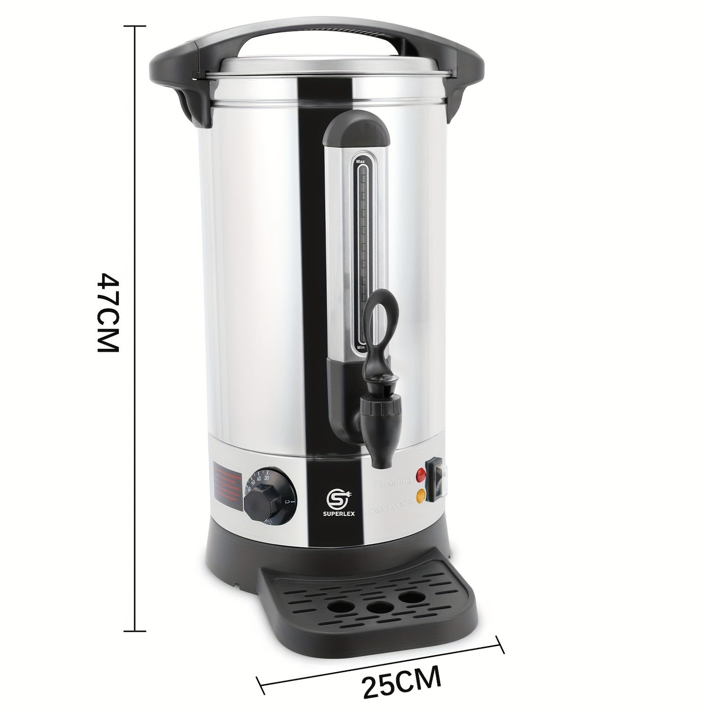 10L 25cm x 50cm Water Boiler Electric Catering Urn 10L with Thermostat Control, 1500W Hot Water Boiler Tea, Electric Kettle, Home Commercial Office Use with Keep Warm Water