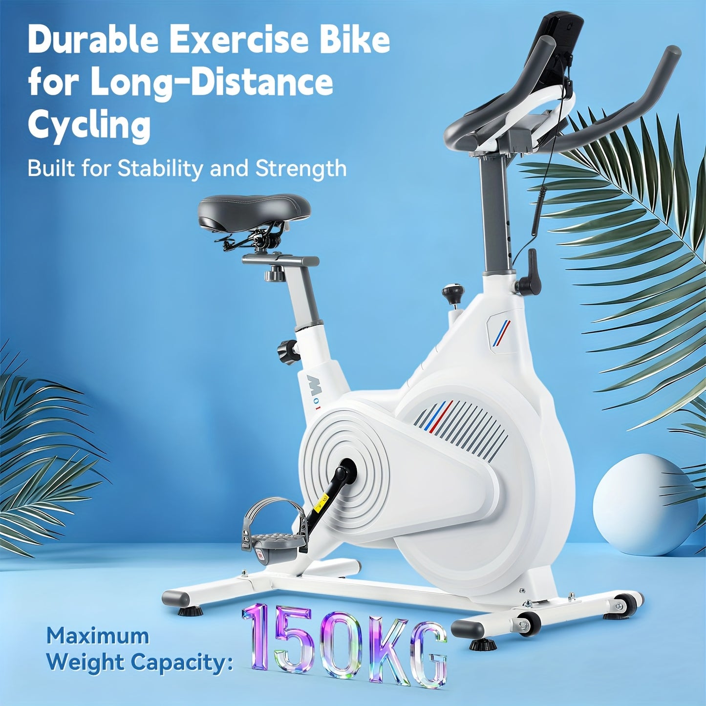 Indoor Bike Suitable for Home Fitness with Shock-Absorbing Belt Drive, Non-Slip Pedals, Heart Rate Monitor, Multi-Function Display (Speed/Calories/Time/Distance/Pulse), Heavy-Duty Seat - Ideal for Cardio Workouts & Small Spac