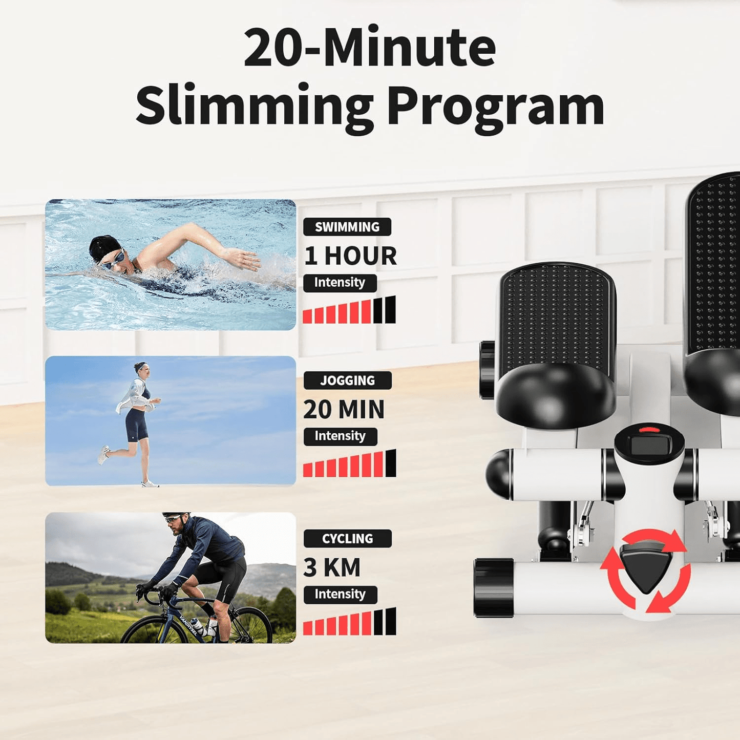 NEW For Home Gym Mini Stair Steppers-Home Fitness Exercise Step Hydraulic Machine with Adjustable-Length Resistance Bands, Twist Action for Full Body Cardio and Toning Women Men Sports Supplies