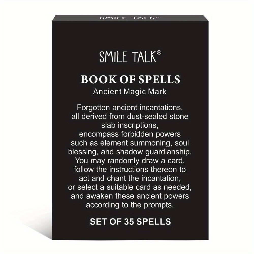 Book Of Spells | Tabletop Card Game Featuring 35 Dusty Forbidden Powers Of Divination And Oracle Cards | Perfect For Halloween/Christmas/Thanksgiving Gifts, Ideal For Game Nights | Smile Talk