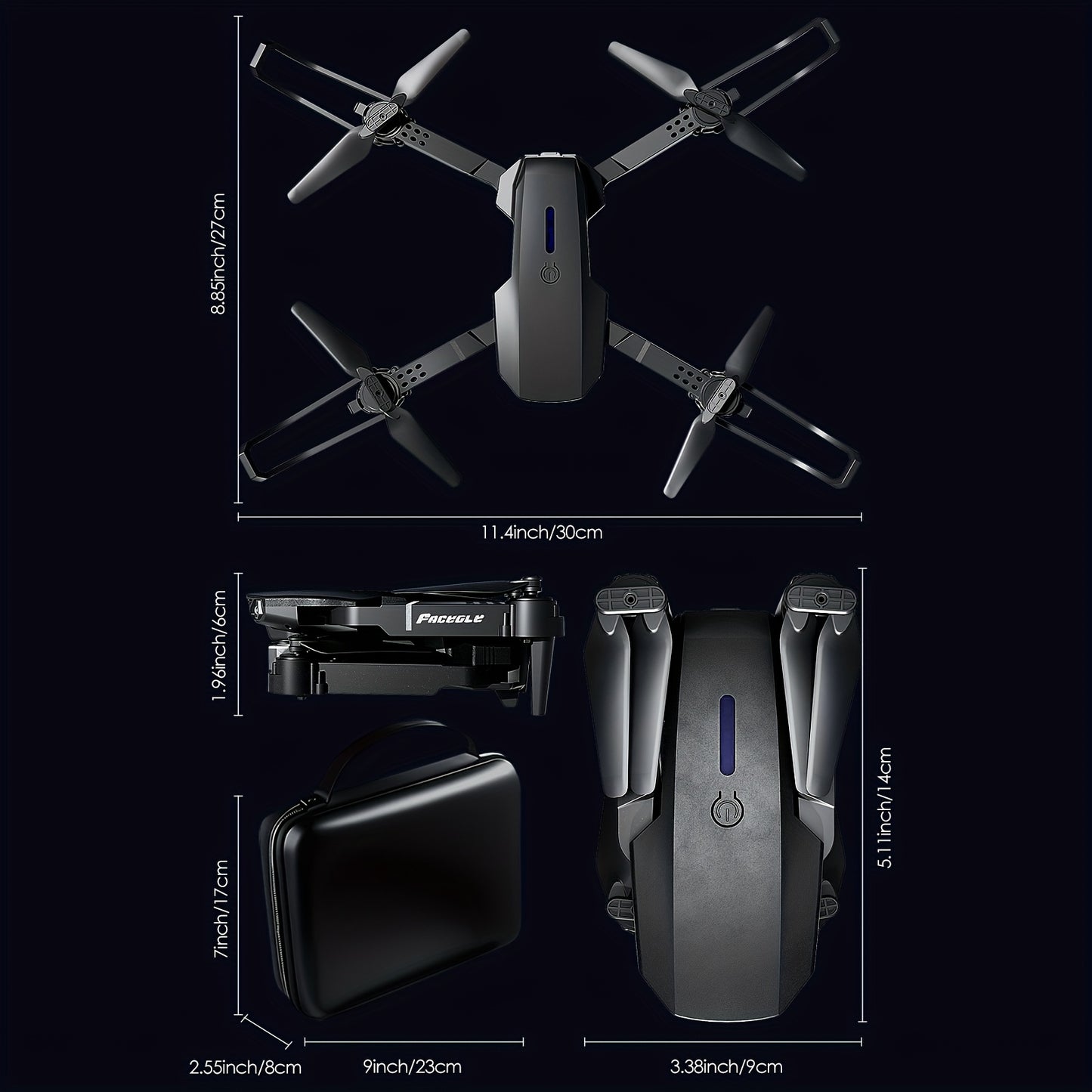 E88 Pro! Featuring a Foldable Design,  Compact And Lightweight, Available in Two Minimalist Colors: Black And Gray, Along with a Sturdy Build. It Has Dual 480P Cameras And Remote Control Operation