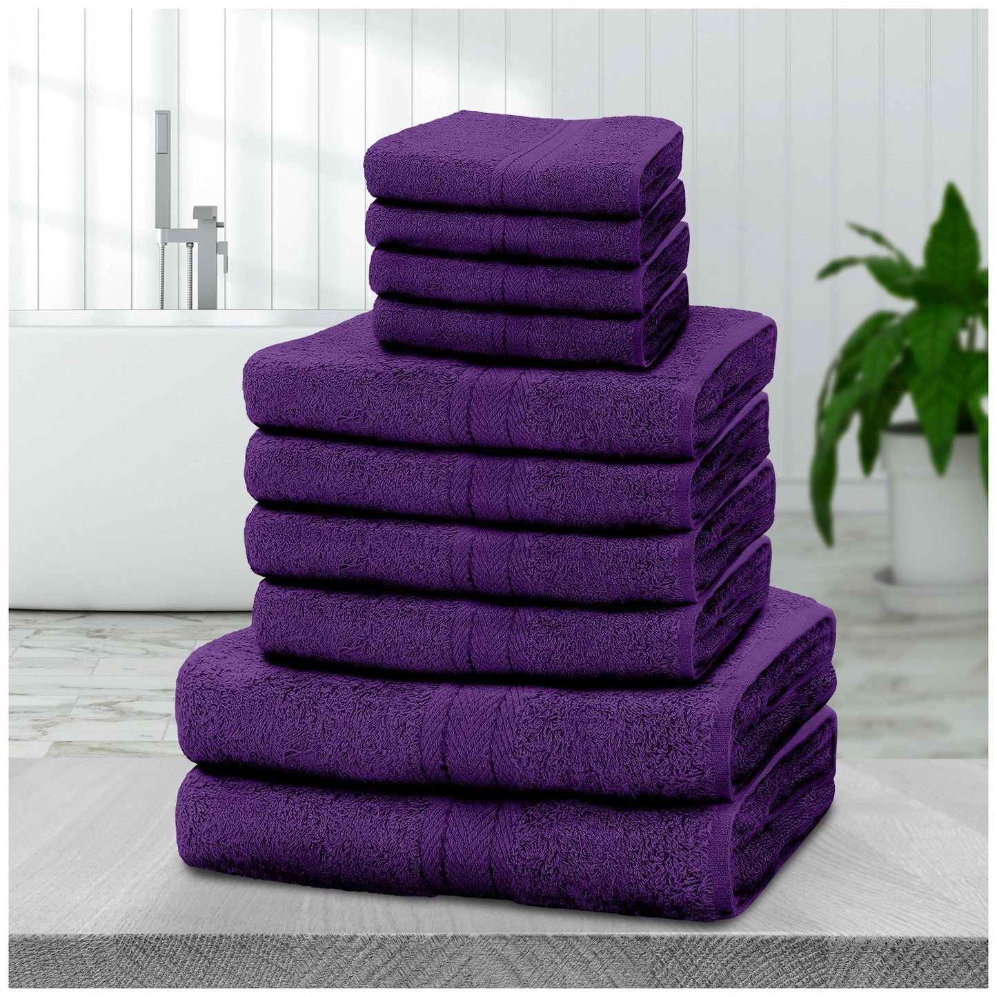 NEW 10 PCS Set 14 Colors Pakistani  Towel Bale Set | Luxurious 100% Cotton Towels Family Pack | Quick-Drying, Highly Absorbent & Ultra-Soft Fabric | Includes 4 Face Towels, 4 Hand Towels, 2 Bath Towels Ideal for Home, Gym, Sp