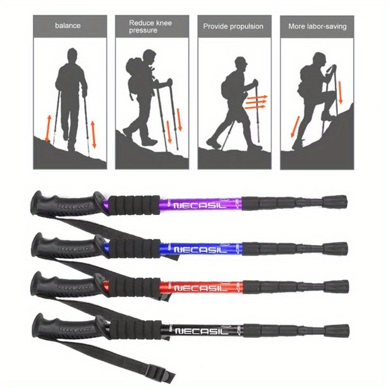 Top Quality Aluminum Alloy Lightweight Hiking Walk Sticks with Four Adjustable Sections, Designed to Be Flexible And Resistant to Rust, Perfect for Trekking And Travel Sports Accessories