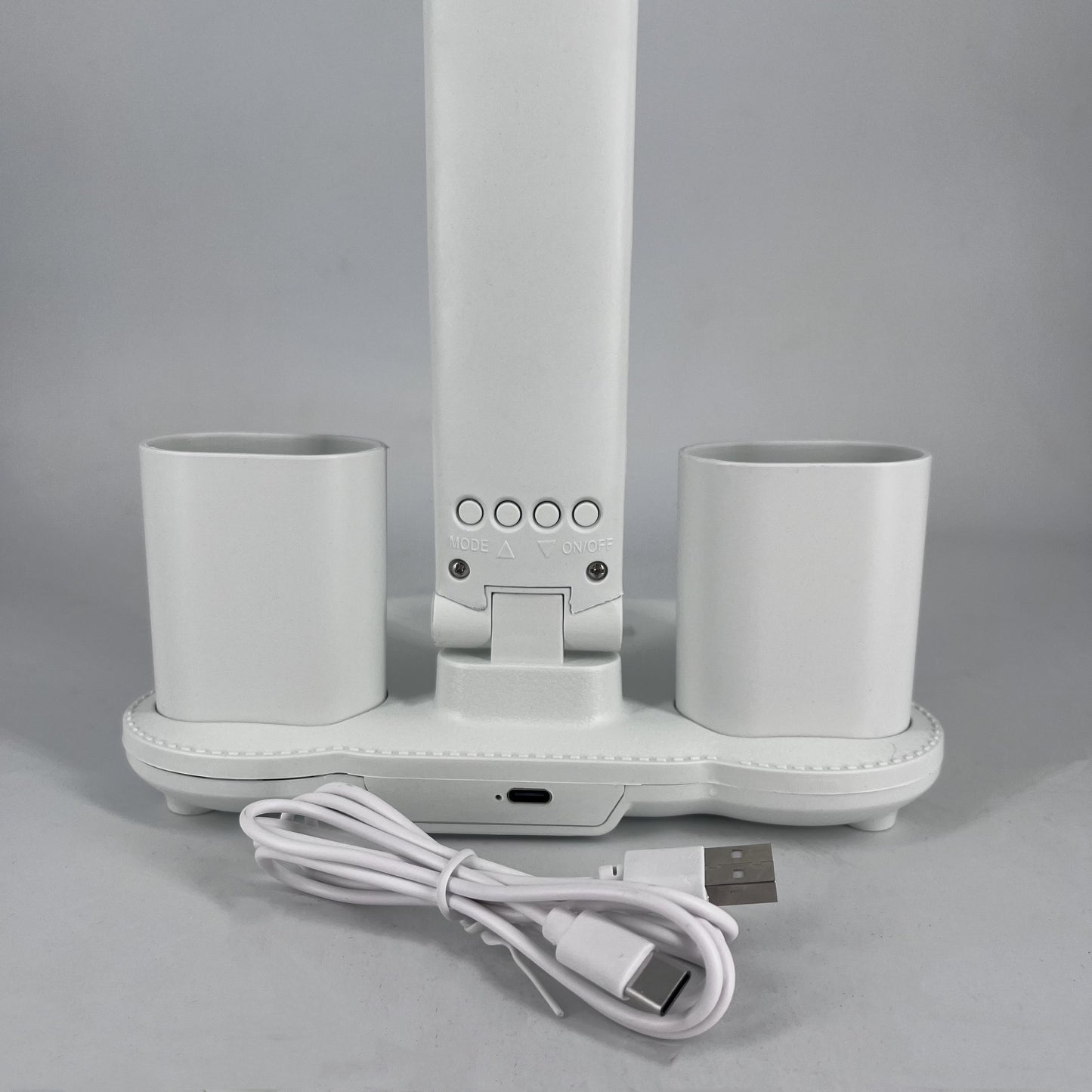 NEW Dual-head LED desk lamp with smart display screen, adjustable brightness and 3 color modes, touch operation, built-in pen holder, foldable design, USB power supply, eye protection technology for reading, suitable for bedr