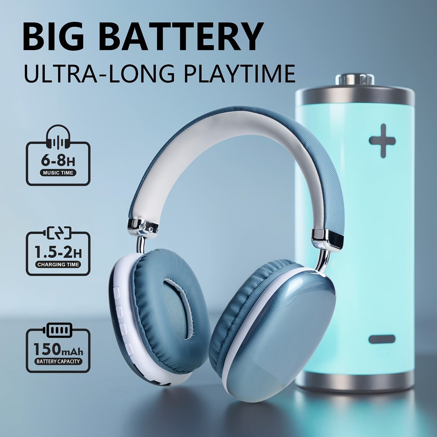 B40 Soft Headband Wireless HI-FI-Music Headphones TWS Earphones and Retractable & Foldable Headset with Mic, Wireless Gaming Earbuds Compatible with Mobile Phones PC Tablet and Game