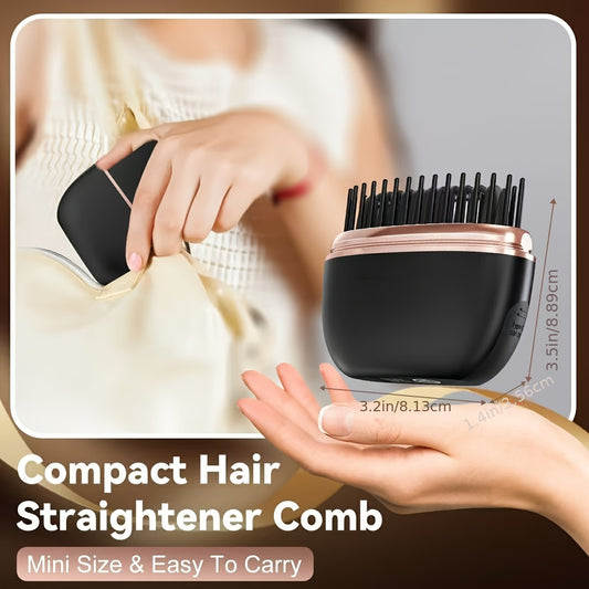 Wireless Compact Electric  Hair Straightening Comb for Bangs, Small And Portable Hair Straightening Brush, Pocket-Sized Cordless Straightener, Mini Heated Comb, Rechargeable USB Charging Hair Care Accessories