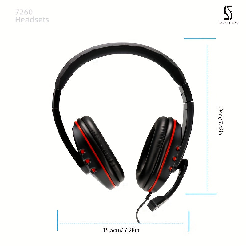 Wired Over-Ear Headset with Microphone for Work Meetings, Study Recording and Gaming Entertainment - Compatible: PS4/PS5/Xbox One/SWITCH / Mobile Phones & PC Tablets etc., comfortable to wear clear call, Lightweight Headphone