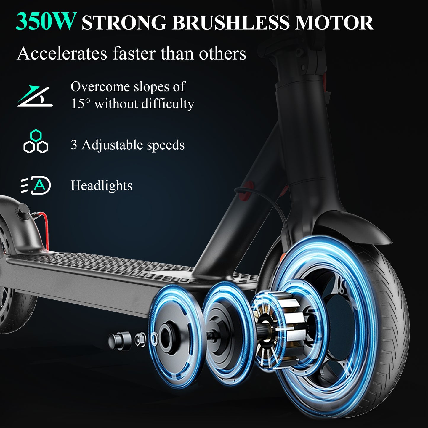 Electric Scooter Adult, 30km Range, 8.5" Ultra Light Electric Scooters For Adults And Teens, 350W Motor, 36V 7.8Ah Battery, 3 Speed Mode