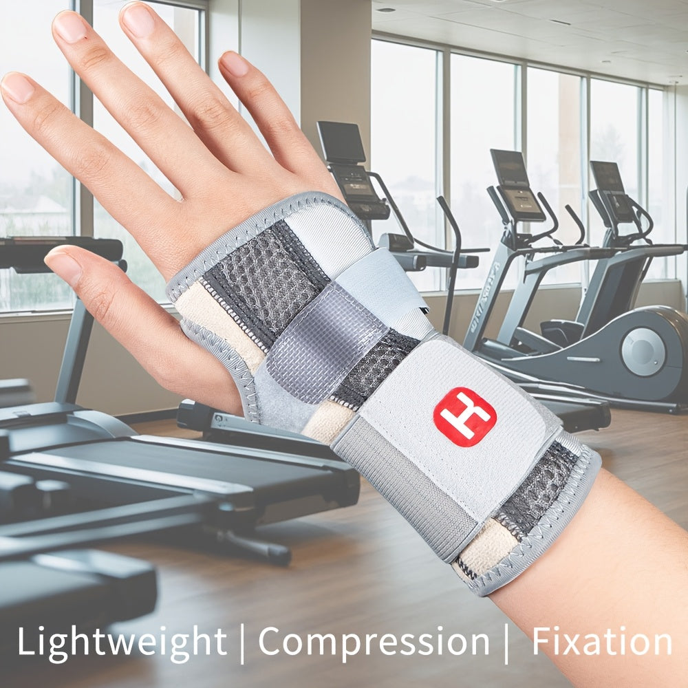 Adjustable Strap Wrist Brace Double Support Bars with Compression, Wrist Stabilizer for Joint Support Pain Relief Perfect for Gym Cycling Running Sport Activities Accessories Health Care Supplies