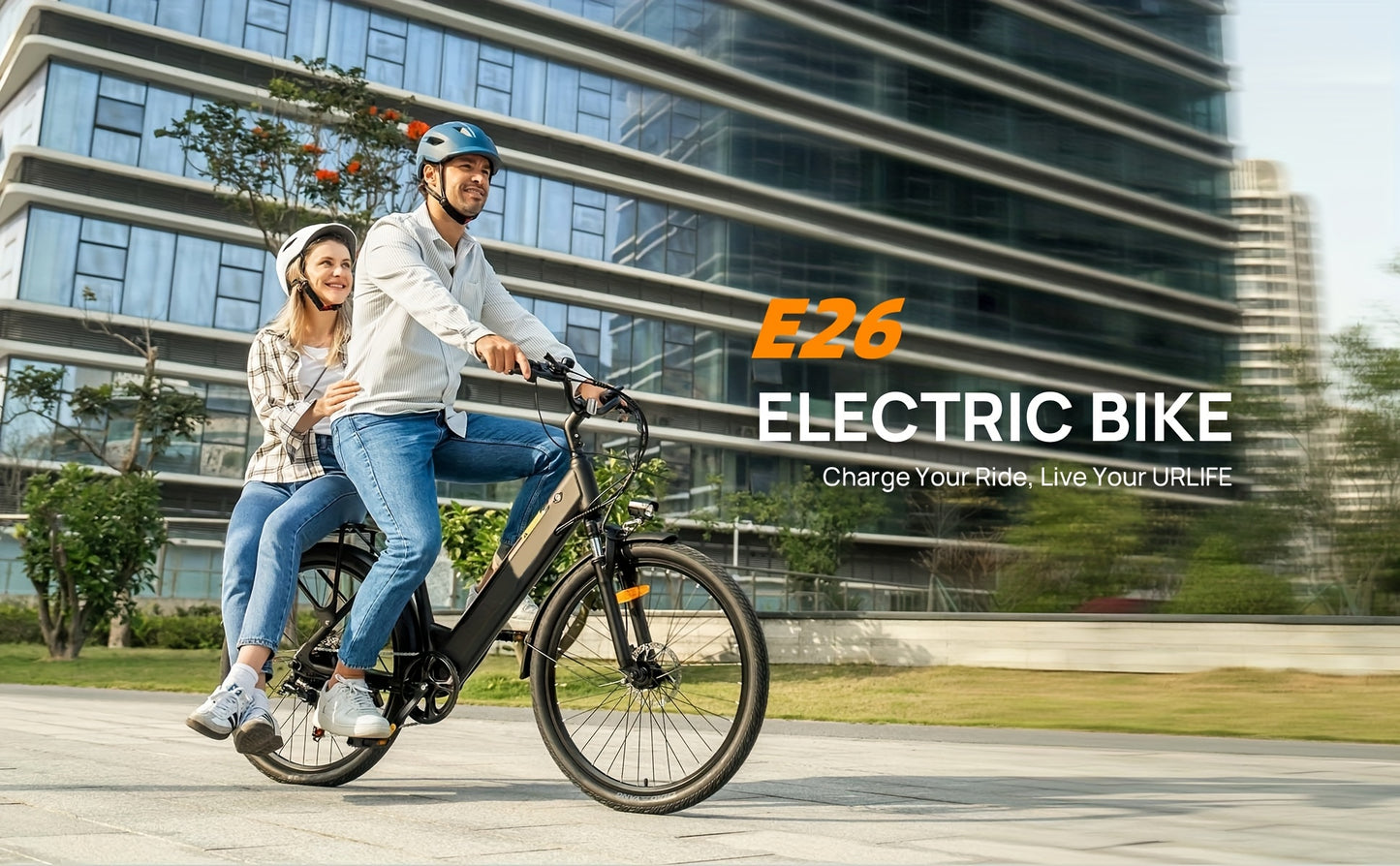 E26 Electric Bike 66.04cm Commuter City E-Bike With 36V 13Ah Battery (60-80 Km Range), 250W Motor, 3 Riding Modes 7-Speed Gears Mid-mounted Dual Airbag Shock Absorbers Perfect For Urban Travel Outdoor Adventures Lightweight D