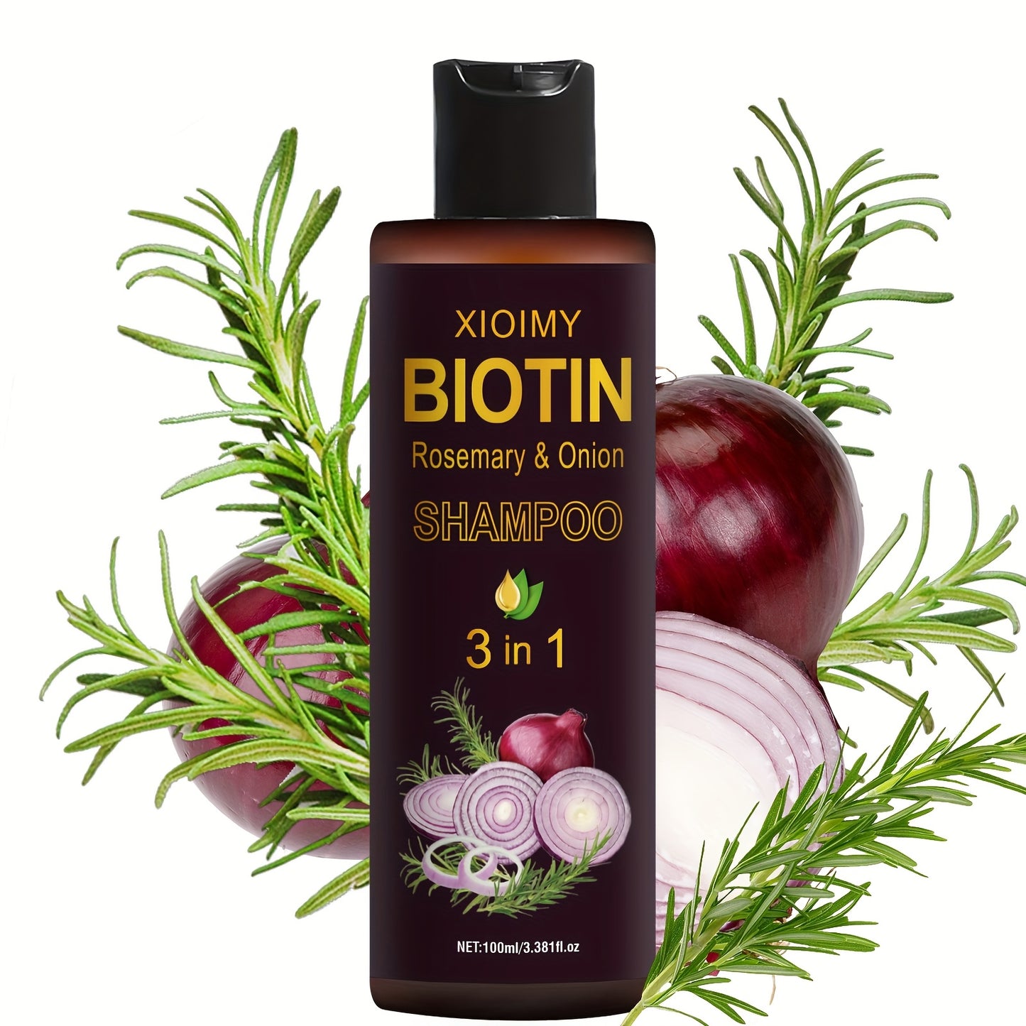 2 PCS Set of Biotin, Rosemary, and Onion Shampoo, a Three in One Shampoo and Conditioner with Long-lasting Fragrance, Suitable for Dry Hair, Deep Cleaning and Moisturizing Hair, Making Hair Look Softer and More Shiny, Portabl