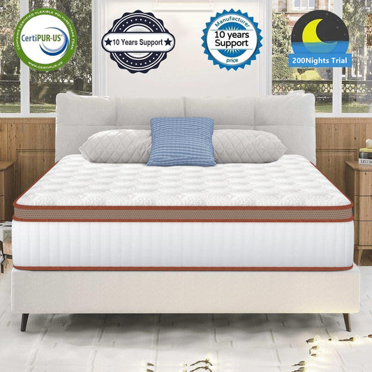 Double Mattress 135x190x28cm with 2000+ Pocket Springs & Gel Memory Foam, Targeted Lumbar Support, 7-Zone Ortho Medium Firm (H3), 200-Night Trial Hotels Home Bedding Supplies